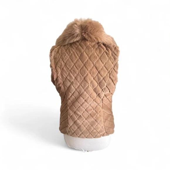 Main Strip Faux Fur Vest - Tan - Picture 6 of 6